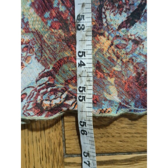 Kasper Dress  Womens 10 Floral Midi A Line Tiered Chiffon Fringed Lettuce Hem - Picture 13 of 13